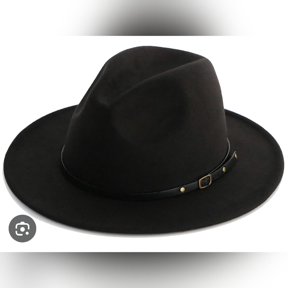 Women's Black Wide Brimmed Fedora Hat